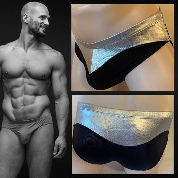 Proto's Metallic Swim Briefs 30-34 Nylon / spandex Drawstring free comfort - Picture 1 of 3